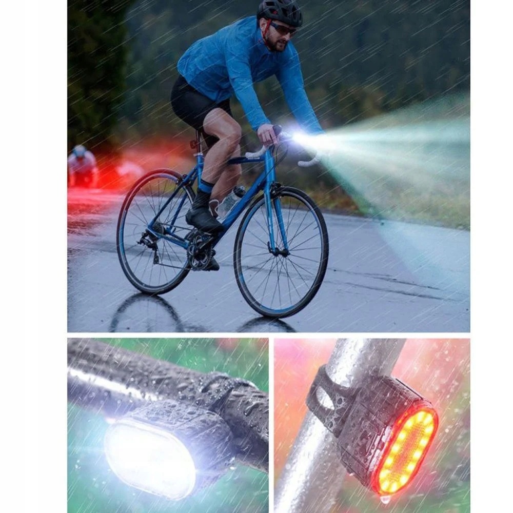 Lampka Rowerowa Światło PRZÓD TYŁ LED na rower kierownicę MOCNA USB jasna Strumień świetlny 800 lm